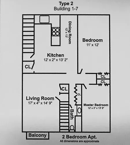 Floor plan 2 BR 1 BA