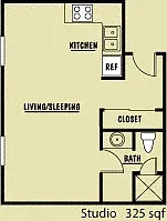 Floor plan Studio - 30% AMI