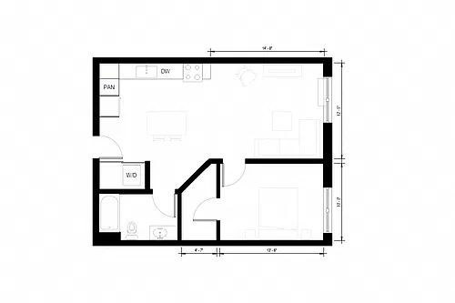 Floor plan One Bedroom A1
