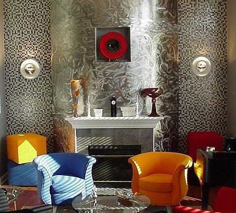 Living room and fireplace