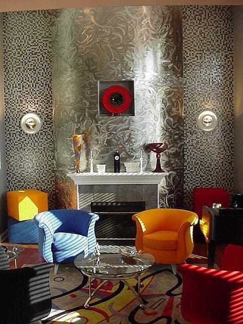 Living room and fireplace
