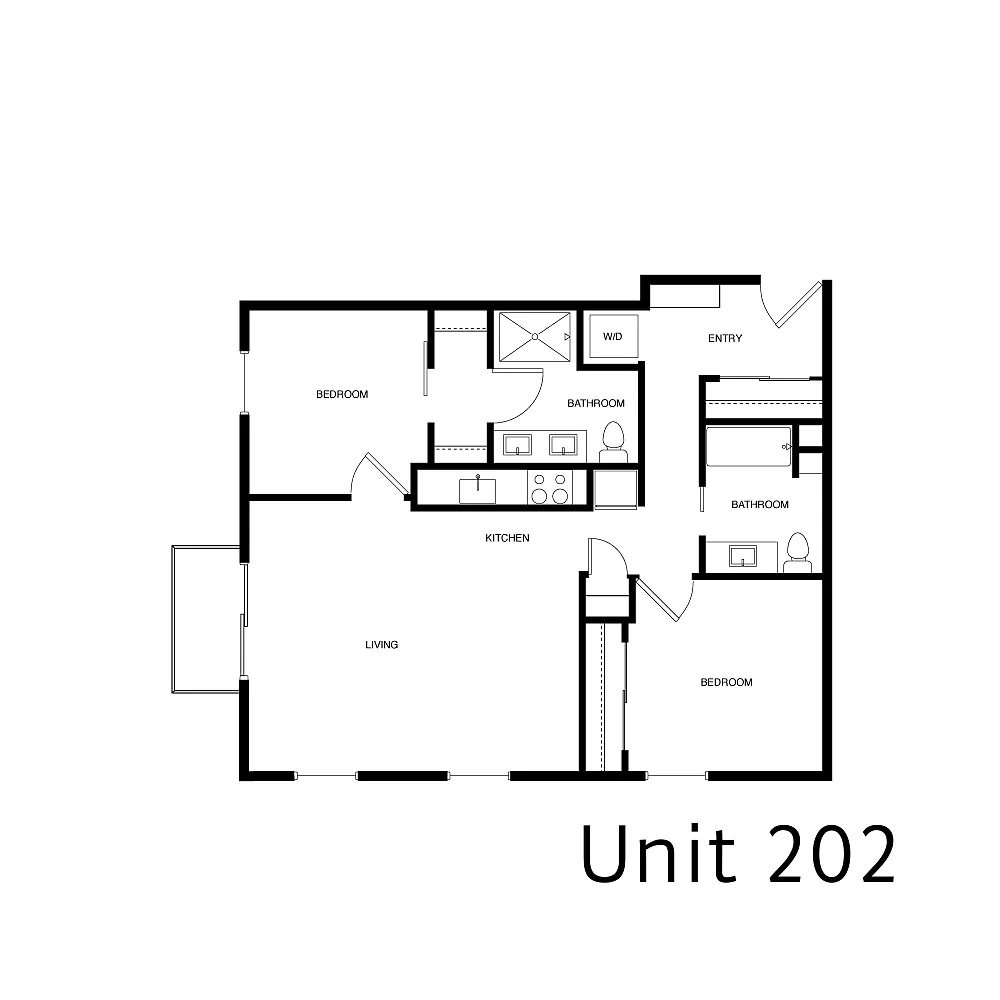 Floor plan 2 Bed 2 Bath - Type 2