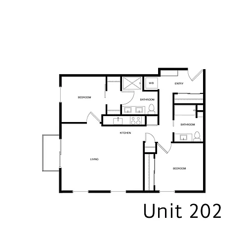Floor plan 2 Bed 2 Bath - Type 2