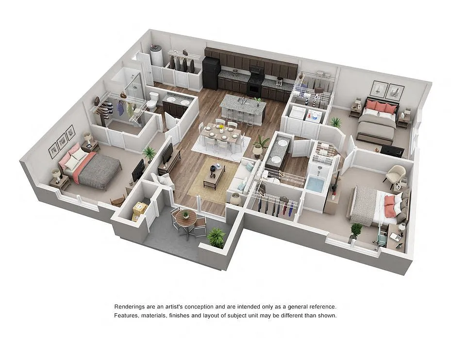 Floor plan 3 Bedroom 2 Bath | 1340 sf.