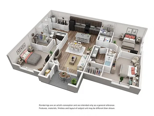 Floor plan 3 Bedroom 2 Bath | 1340 sf.