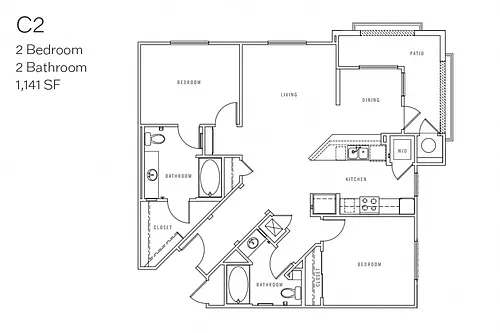 Floor plan C2 Two Bedroom Renovated