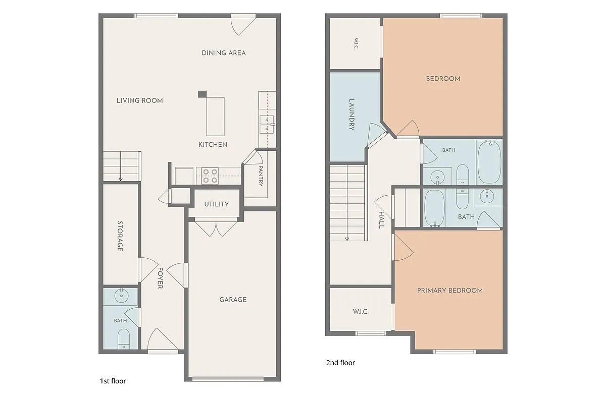 Floor plan 2 Bedroom Townhome
