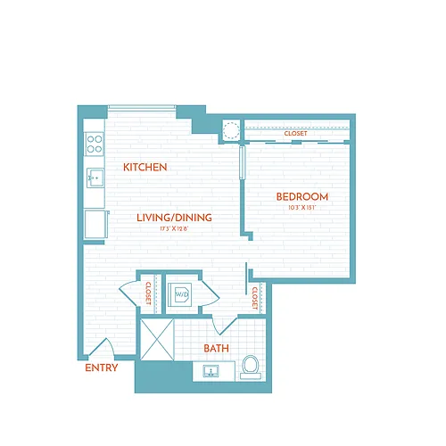 Floor plan B3.1 | 1 Bed | 1 Bath
