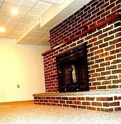Really nice Basement : Brick gas Fireplace, brand new carpet, brand new ceiling and lighting