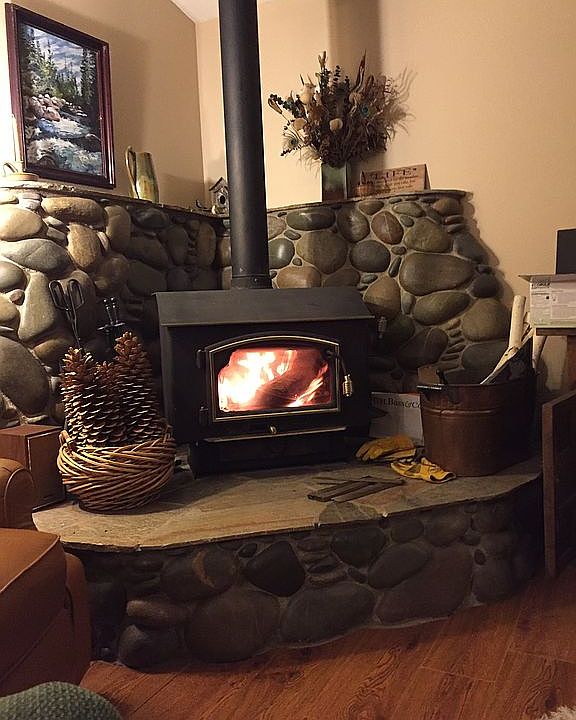 Wood stove on a cold night.