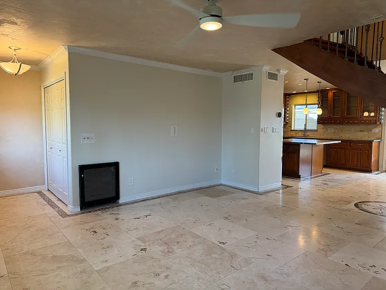 TV wall and media center within family room.