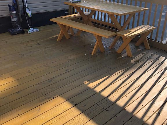 Picnic Table and benches on deck