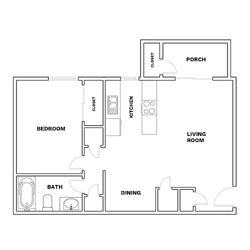 Floor plan 1x1 680 sqft - Classic