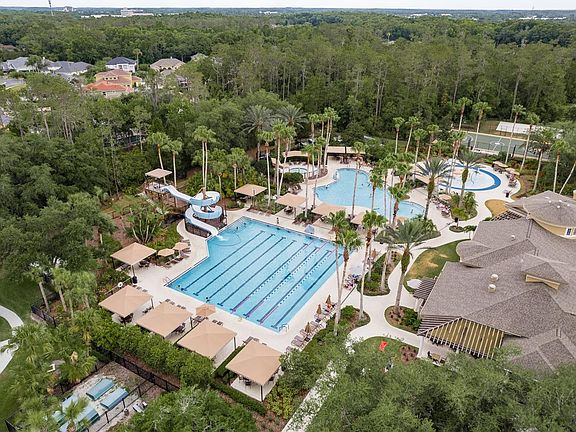 Water park like slides and private pool cabanas