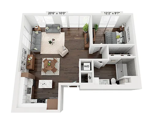 Floor plan One Bedroom A1N