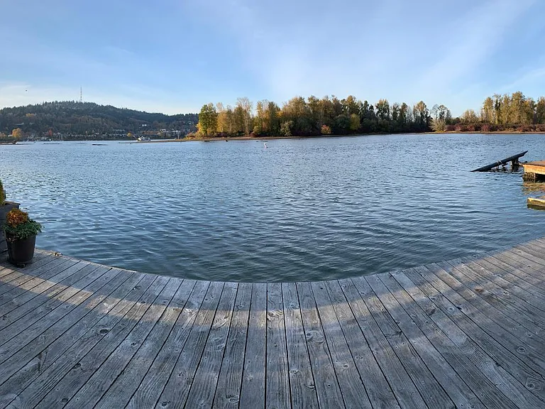 Front deck with 270 degree views of the calm river.