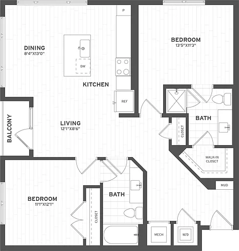 Floor plan 2 Bed/2 Bath-B3.1