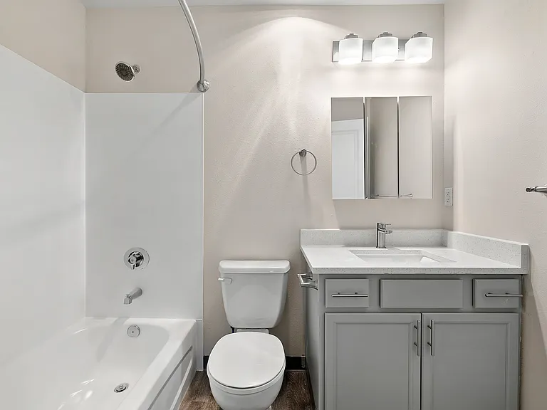 A Renovated Bathroom at The Regency Apartments
