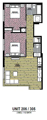 Floor plan 2 Bedroom 1.5 Bath