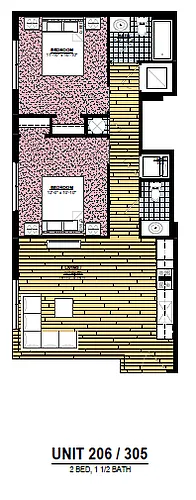 Floor plan 2 Bedroom 1.5 Bath
