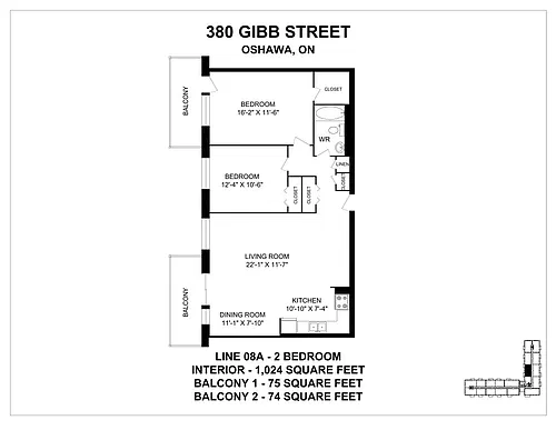Floor plan 2 Bedroom 2 Bed 1 Bath 7