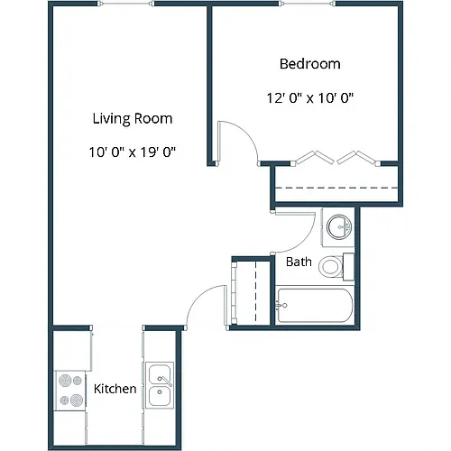 Floor plan One Bedroom 11D