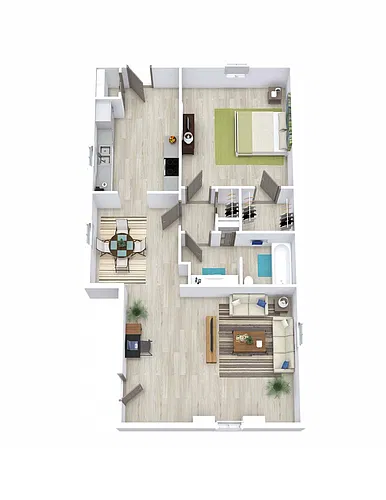 Floor plan 1 Bed 1 Bath 740