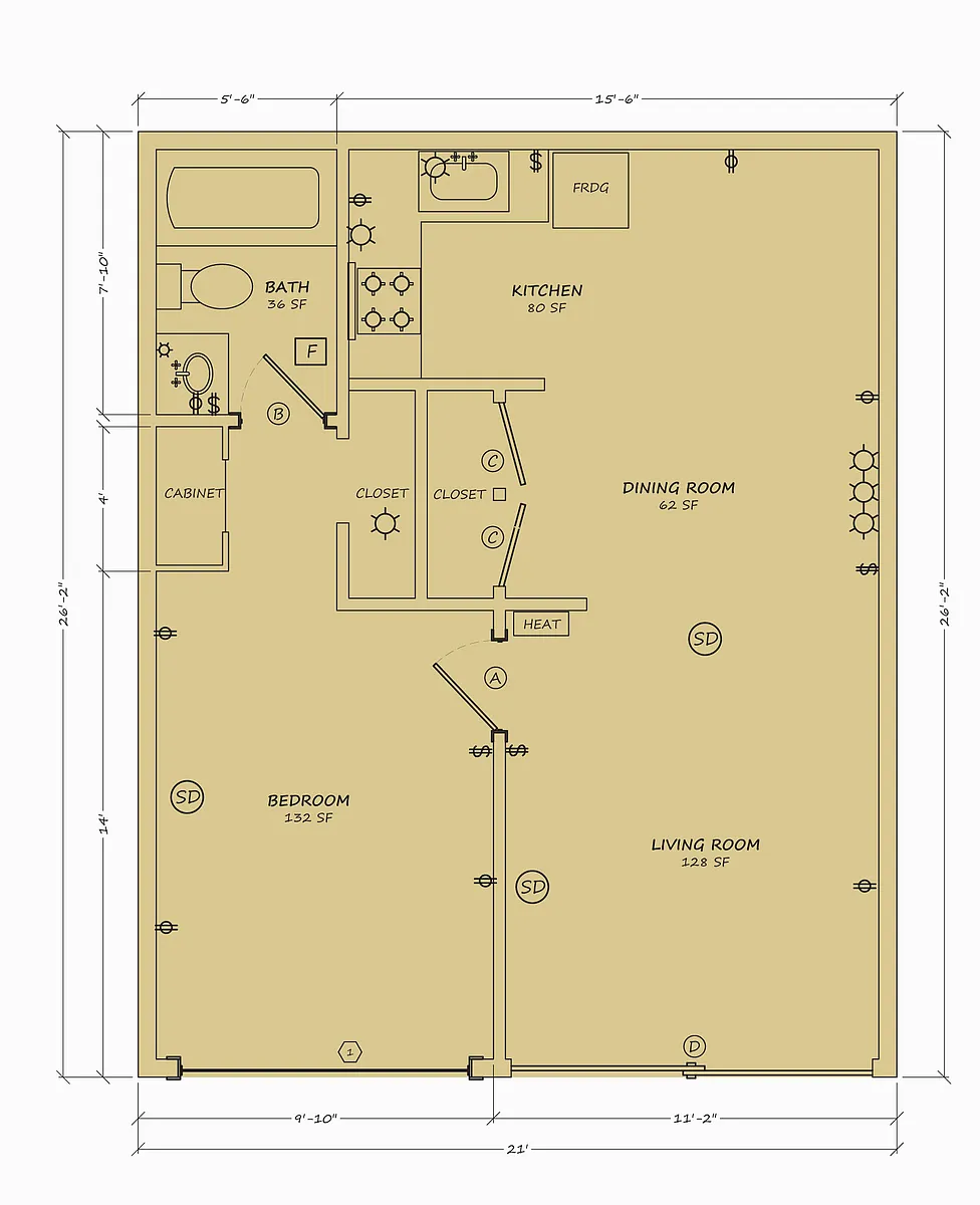 Floor plan One Bedroom A