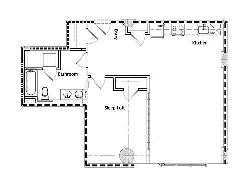 Floor plan 1 Bed / 1 Bath