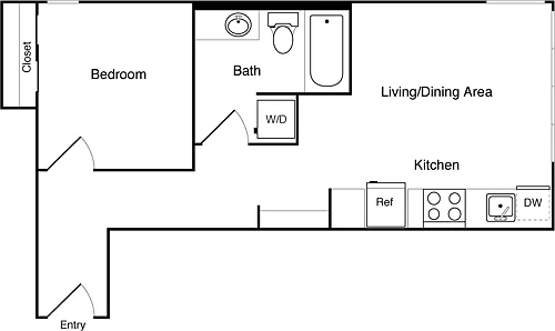 Floor plan 1 Bedroom D