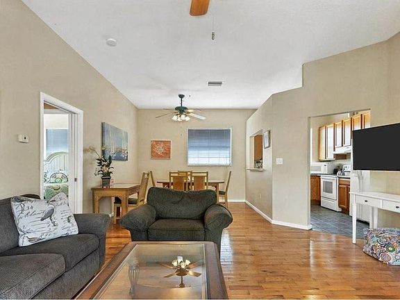 Comofrtable living area--with pocket door separating bedrooms from living area