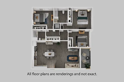 Floor plan Three Bedroom + Two Bathroom 1435 sf