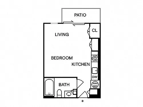 Floor plan 1630 Studio - Affordable