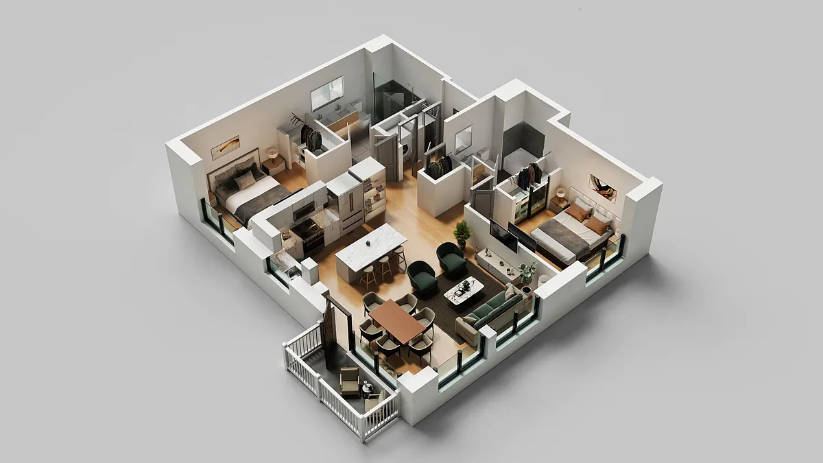 Floor plan B3 Two Bedroom Two Bathroom