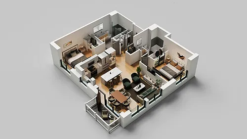 Floor plan B3 Two Bedroom Two Bathroom