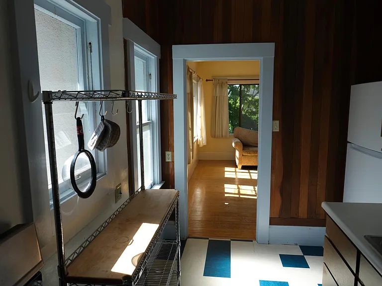 View from the kitchen looking towards the living rm/dining room.