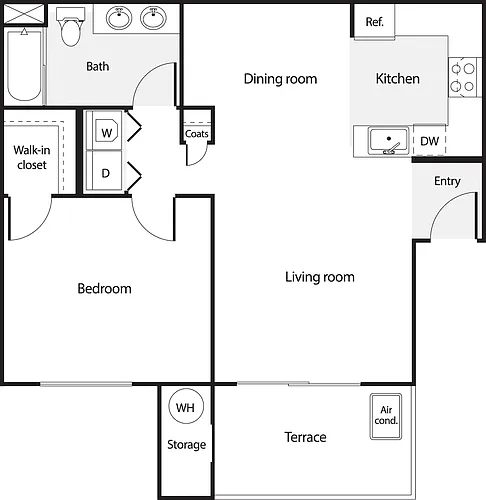 Floor plan 1 Bedroom A