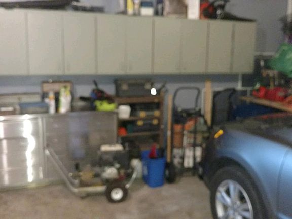 Garage with cabinets