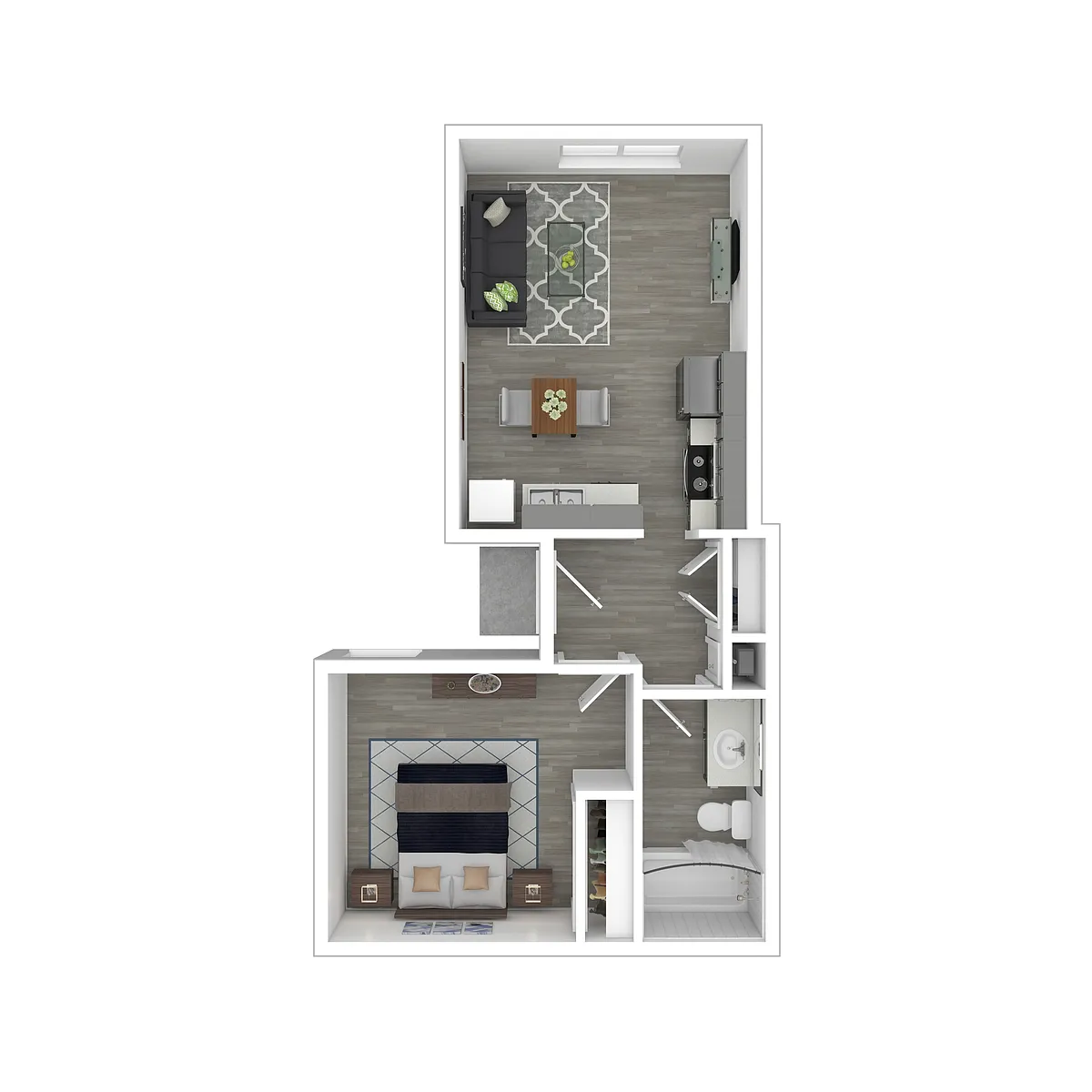 Floor plan 1x1-457- Partial Renovation