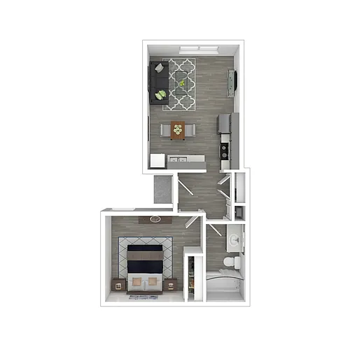Floor plan 1x1-457- Partial Renovation