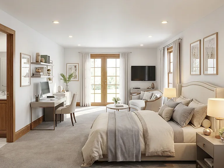This 13' x 22' room offers plenty of space and flexibility, making it ideal for an in-law suite or private retreat. The layout includes a cozy sitting area, a dedicated workspace, and room for a full bedroom