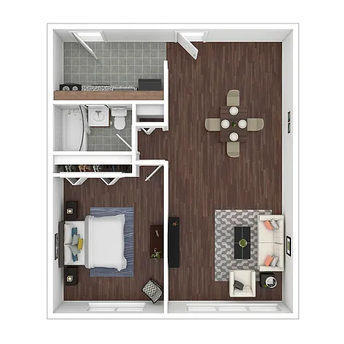 Floor plan Affordable 1 Bedroom Large (TC, 60% AMI)