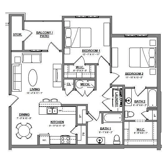 Floor plan Two Bedroom