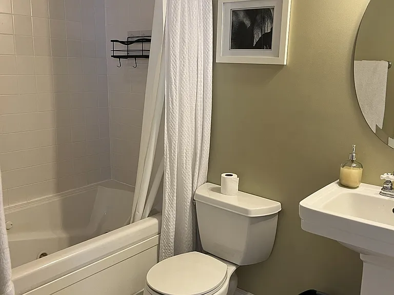 Third floor full bathroom with jacuzzi tub and storage closet
