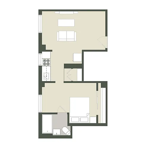 Floor plan 1 Bedroom - 1 Bathroom