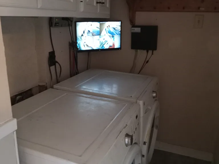 washer, dryer, and security cameras