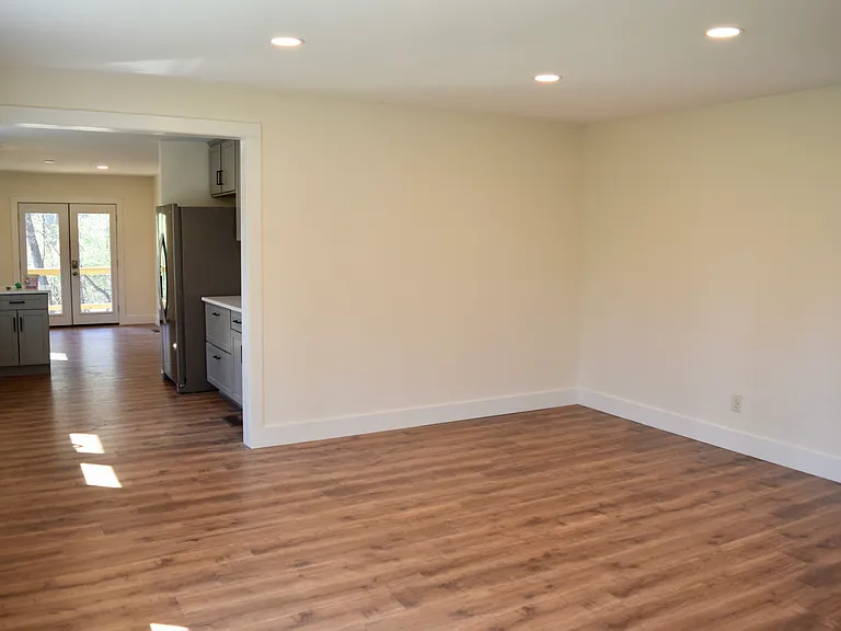 Living room to kitchen to dining