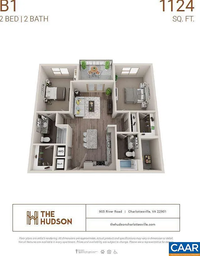 2 bed, 2.0 bath, 1124 sqft, $1,965 — Photo 1