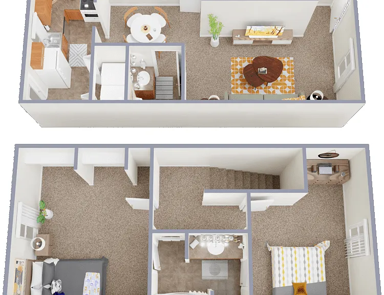 2 Bedroom Townhome Floorplan Diagram