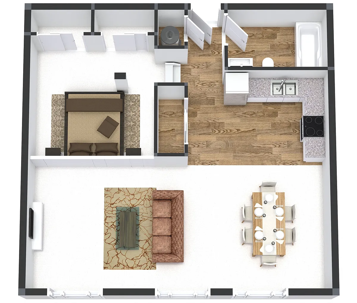 Floor plan One Bedroom On 7th